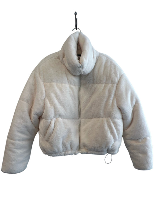 APPARIS Size Small White Polyester Front Zip Draw Cord Side Pockets Jacket White / Small