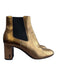 YSL Shoe Size 7.5 Gold Leather Crackle Stretch Panels Almond Toe Booties Gold / 7.5