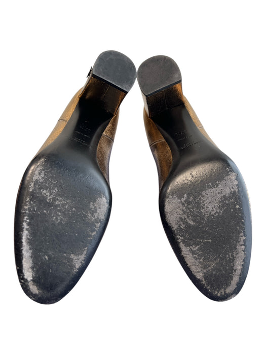 YSL Shoe Size 7.5 Gold Leather Crackle Stretch Panels Almond Toe Booties Gold / 7.5