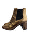 YSL Shoe Size 7.5 Gold Leather Crackle Stretch Panels Almond Toe Booties Gold / 7.5
