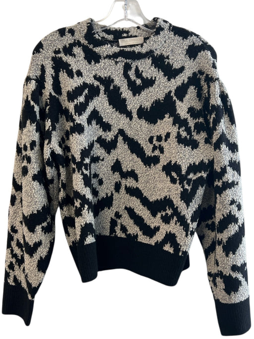 Ulla Johnson Size Small Gray & Black Wool Blend All Over Print Crew Neck Sweater Gray & Black / Small