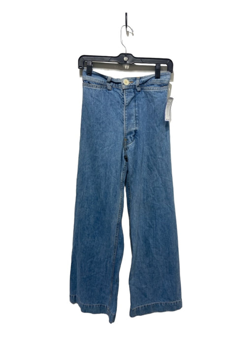 Jesse Kamm Size 0 Light Wash Cotton Denim Button Fly High Rise Wide Leg Jeans Light Wash / 0
