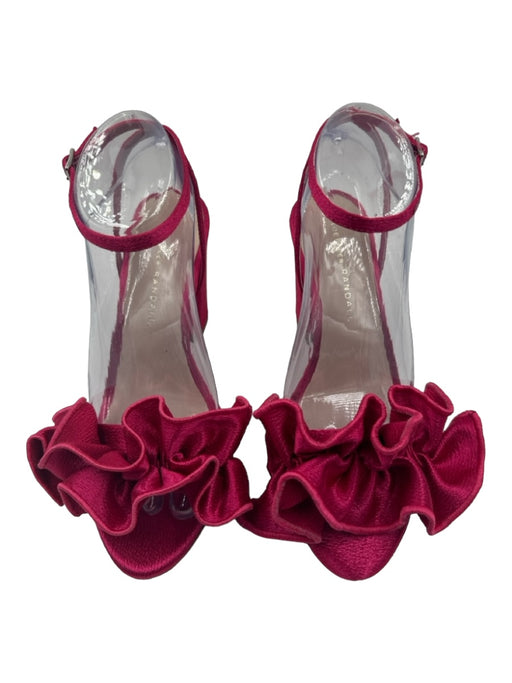 Loeffler Randall Shoe Size 7 Hot pink Hammered Satin Ruffle Open Toe Pumps Hot pink / 7