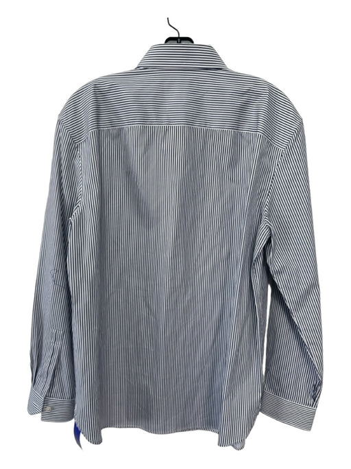 Saint Laurent Size 40 Blue & White Cotton Striped Button Down Long Sleeve Shirt 40