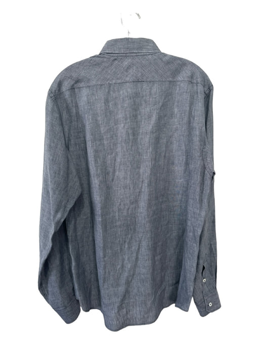 Billy Reid Size M Gray Cotton Blend Solid Button Down Men's Long Sleeve Shirt M