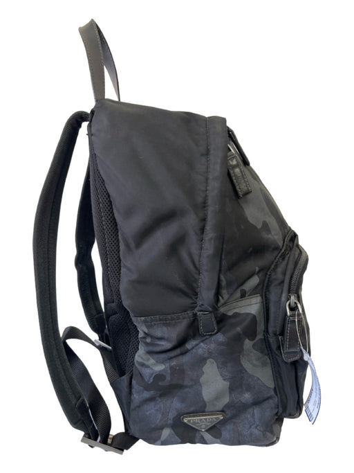 Prada AS IS Gray & Black Synthetic Camo bookbag Men's Luggage