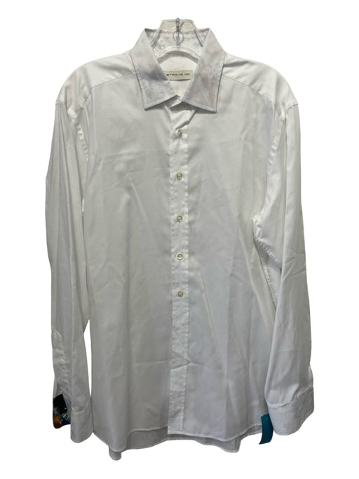 Etro Like New Size 42 White Cotton Blend Solid Button Down Long Sleeve Shirt 42