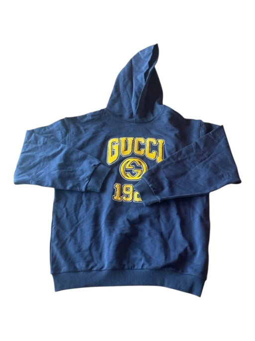 Gucci Size M Navy & Yellow Cotton logo Hoodie Men's Jacket M