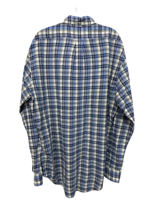 Sid Mashburn Size XL Blue & Beige Cotton Blend Plaid Button up Long Sleeve Shirt Blue & Beige / XL