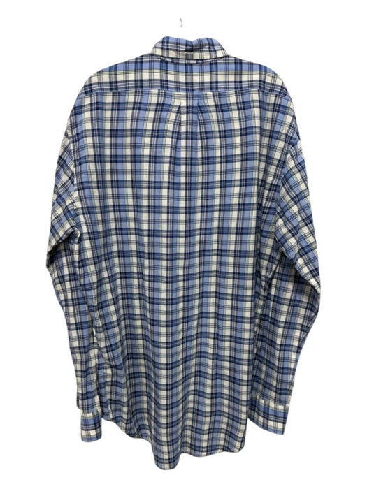 Sid Mashburn Size XL Blue & Beige Cotton Blend Plaid Button up Long Sleeve Shirt Blue & Beige / XL