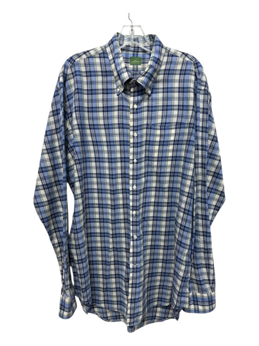 Sid Mashburn Size XL Blue & Beige Cotton Blend Plaid Button up Long Sleeve Shirt Blue & Beige / XL