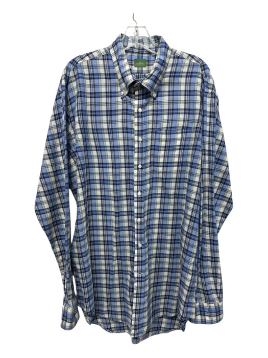 Sid Mashburn Size XL Blue & Beige Cotton Blend Plaid Button up Long Sleeve Shirt Blue & Beige / XL