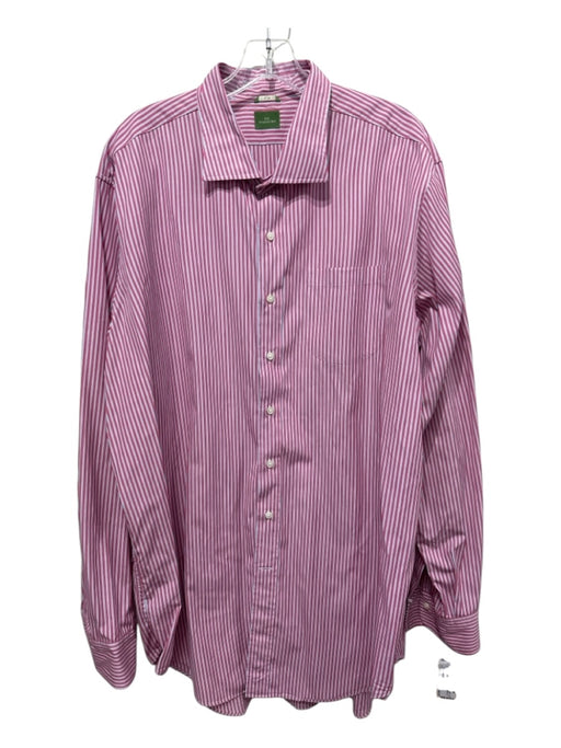 Sid Mashburn Size XL Red & White Cotton Striped Button up Long Sleeve Shirt Red & White / XL