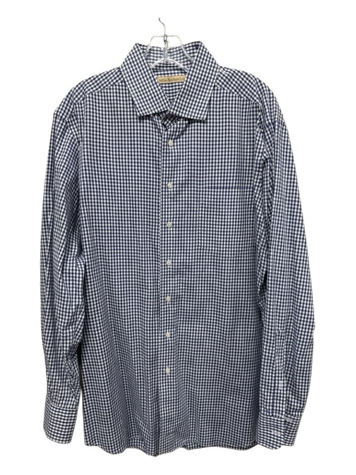 Miller Brothers Size Est L Blue & White Cotton Gingham Men's Long Sleeve Shirt Blue & White / Est L