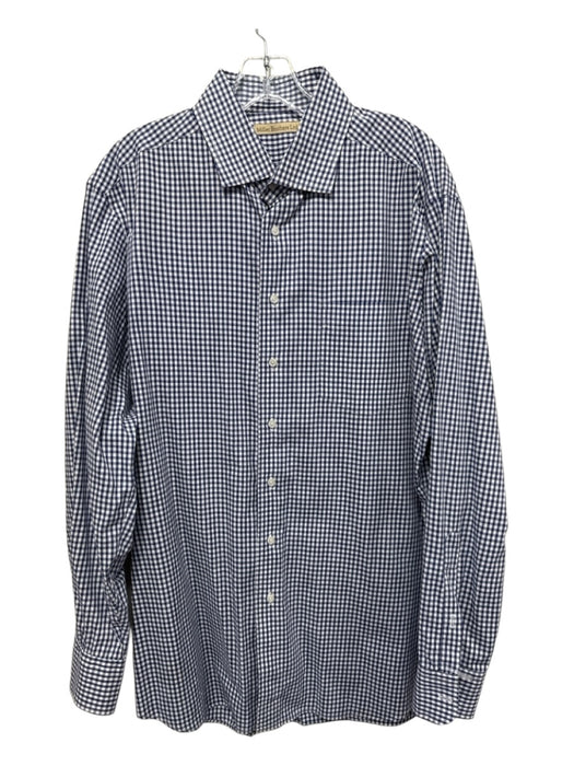 Miller Brothers Size Est L Blue & White Cotton Gingham Men's Long Sleeve Shirt Blue & White / Est L