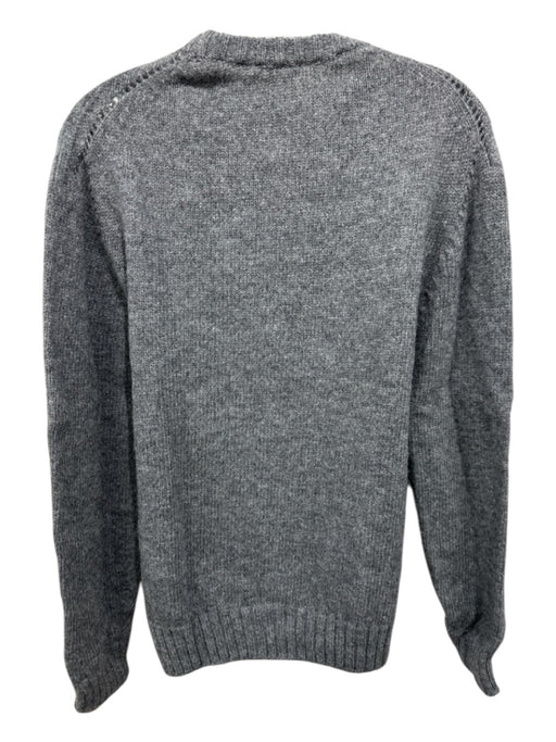 Celine Size M Gray & Navy Print Wool Blend logo Crew Men's Sweater Gray & Navy Print / M