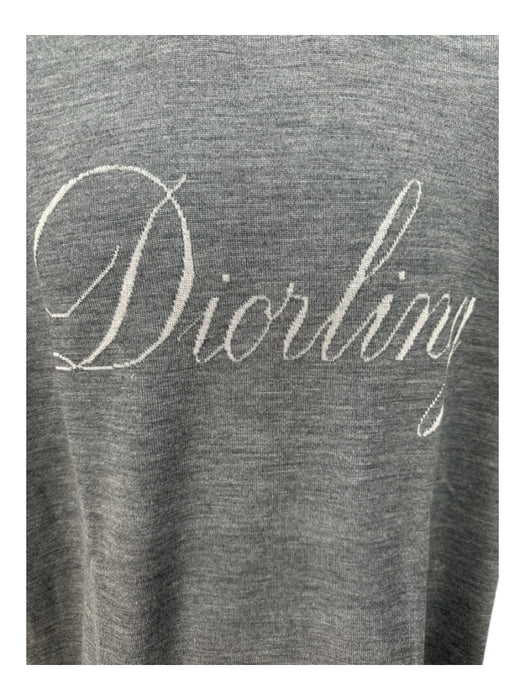 Dior NWT Size M Gray Wool logo T shirt Crew Men's Sweater Gray / M