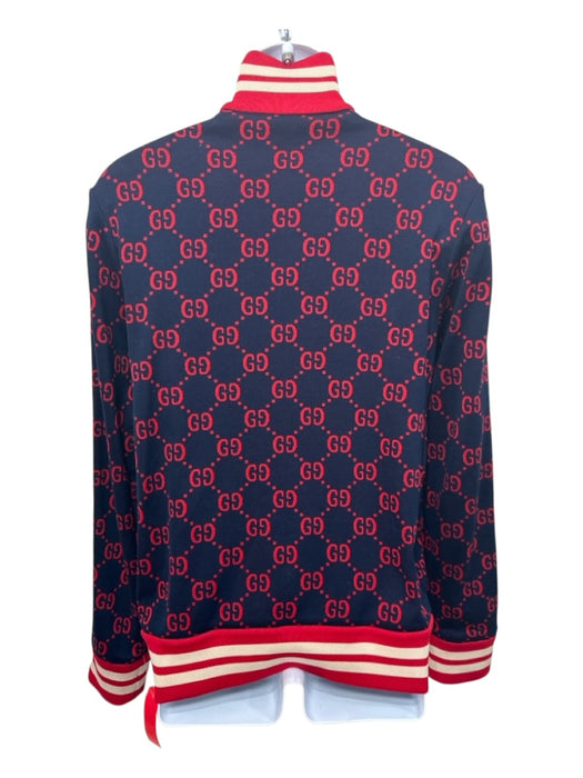 Gucci Size Est M Blue & Red Cotton Guccissima Zipper Men's Jacket Blue & Red / Est M