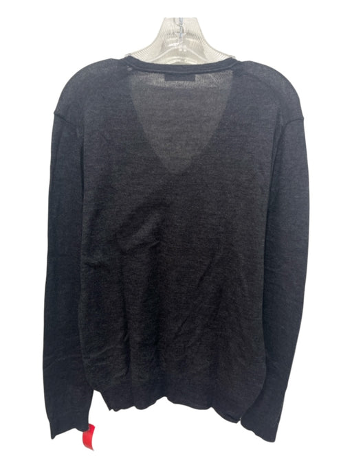 Prada Size 44 Dark Gray Wool Blend Solid V Neck Men's Sweater Dark Gray / 44