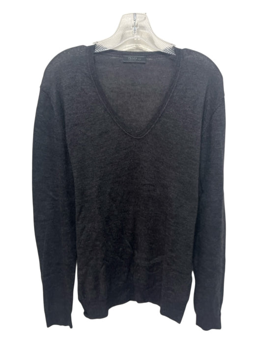Prada Size 44 Dark Gray Wool Blend Solid V Neck Men's Sweater Dark Gray / 44