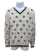 Gucci Size Est M Beige & Navy Wool Blend Plaid V Neck Men's Sweater Beige & Navy / Est M