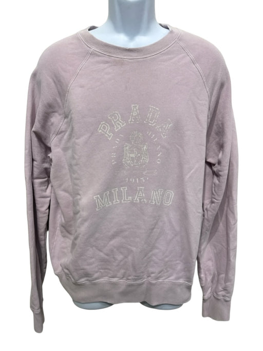 Prada Size L Pink Cotton Graphic Crewneck Men's Sweater Pink / L