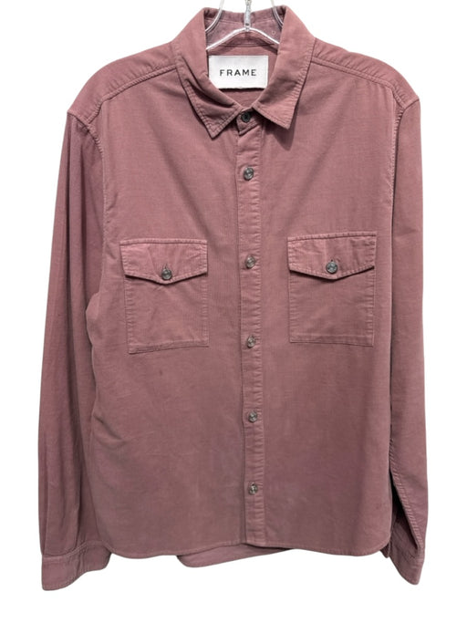 Frame Size Est L Pink Cotton Solid Button Down Men's Long Sleeve Shirt Pink / Est L