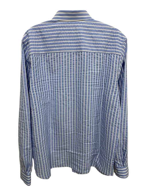 Maison LaBiche Size L Blue & White Cotton Striped Button Down Long Sleeve Shirt Blue & White / L