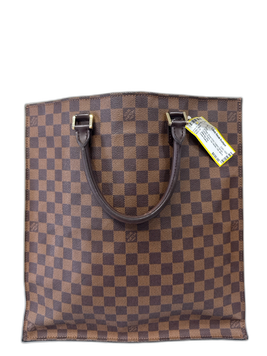 Louis Vuitton Vintage Brown Print Coated Canvas Damier Ebene Top Handle Tote Bag Brown Print