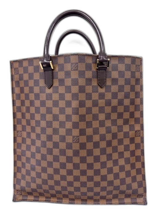 Louis Vuitton Vintage Brown Print Coated Canvas Damier Ebene Top Handle Tote Bag Brown Print