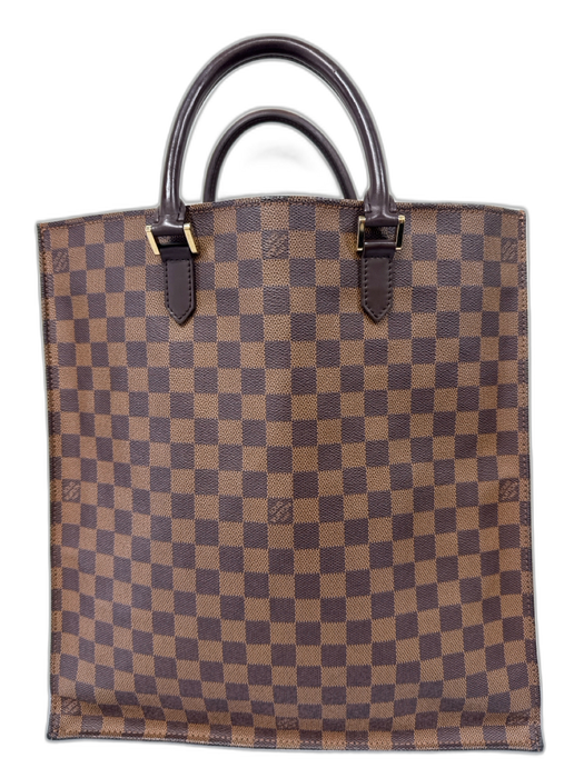 Louis Vuitton Vintage Brown Print Coated Canvas Damier Ebene Top Handle Tote Bag Brown Print