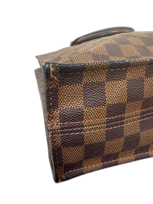 Louis Vuitton Vintage Brown Print Coated Canvas Damier Ebene Top Handle Tote Bag Brown Print