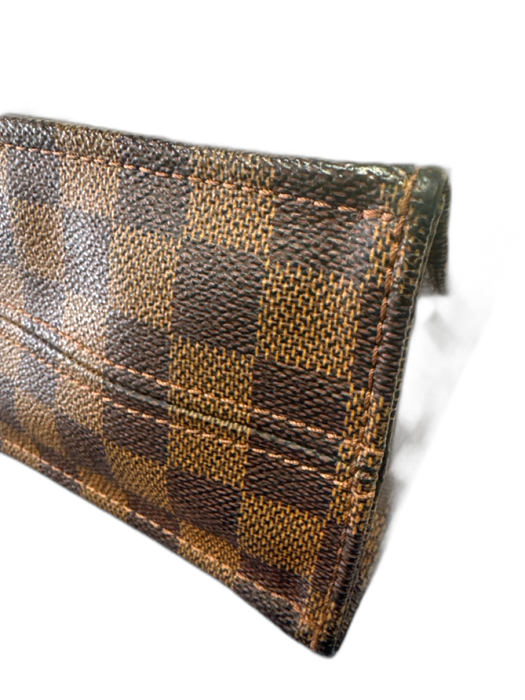 Louis Vuitton Vintage Brown Print Coated Canvas Damier Ebene Top Handle Tote Bag Brown Print