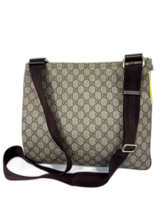 Gucci Vintage Beige Print Coated Canvas Monogram Guccissima Messenger Bag Beige Print