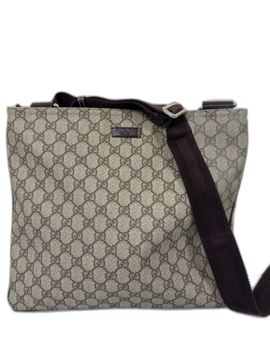 Gucci Vintage Beige Print Coated Canvas Monogram Guccissima Messenger Bag Beige Print