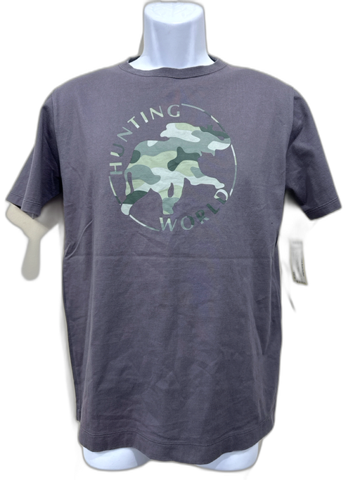 Hunting World Size L Gray Cotton Blend Elephant Print T-shirt Shirt Gray / L