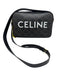 Celine White, Black, Brown Canvas & Leather Zip Close Logo Crossbody Bag White, Black, Brown / Medium