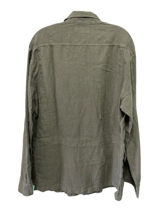 Polo Size L Green Linen Solid Button Up Men's Jacket Green / L