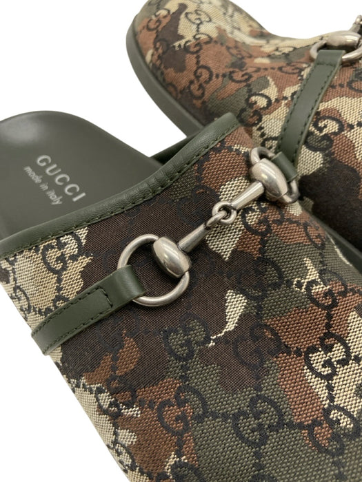 Gucci Shoe Size 7.5 Green & Brown Canvas Guccissima Camo Clog Men's Shoes Green & Brown / 7.5