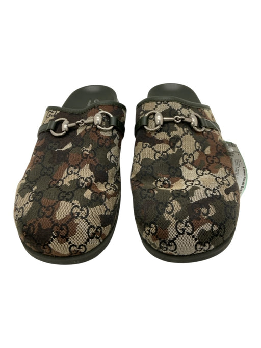 Gucci Shoe Size 7.5 Green & Brown Canvas Guccissima Camo Clog Men's Shoes Green & Brown / 7.5