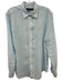 Polo Size L Blue & White Linen Striped Button Up Point Collar Long Sleeve Shirt Blue & White / L