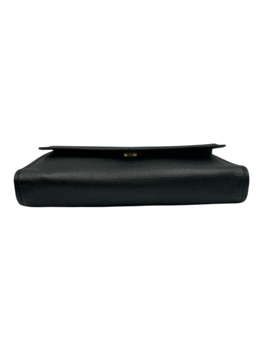 Yves Saint Laurent Black Leather Flap Logo Envelope Clutch Bag Black / Small