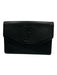 Yves Saint Laurent Black Leather Flap Logo Envelope Clutch Bag Black / Small