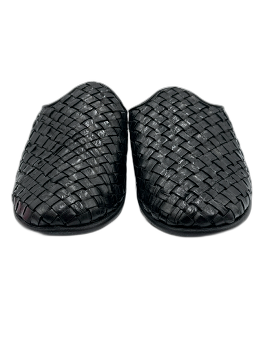 Sabah Shoe Size 42 Black Leather Woven Slip On Men's Shoes Black / 42