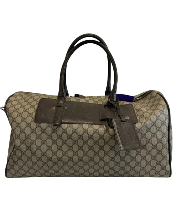 Gucci Minor Wear Tan Leather Guccissima Duffle Men's Bag Tan