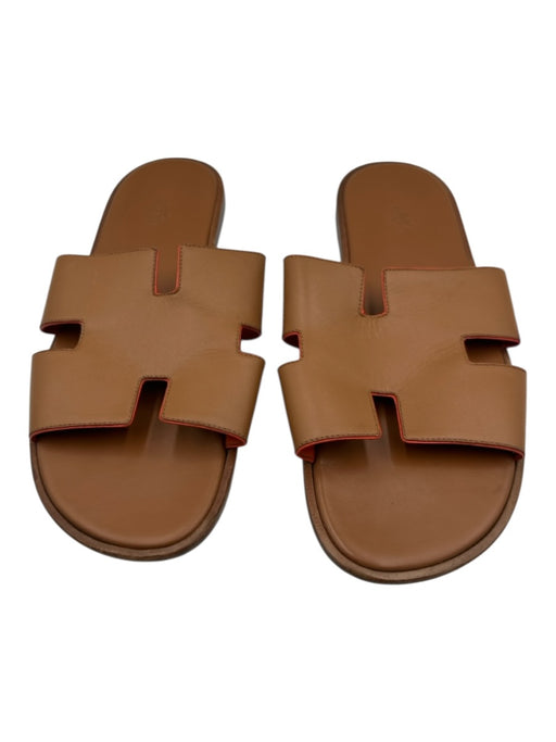Hermes Shoe Size 42 Tan Leather Solid Sandal Men's Shoes Tan / 42