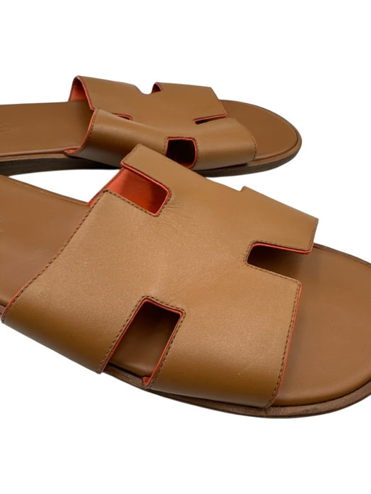 Hermes Shoe Size 42 Tan Leather Solid Sandal Men's Shoes Tan / 42