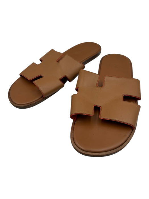 Hermes Shoe Size 42 Tan Leather Solid Sandal Men's Shoes Tan / 42
