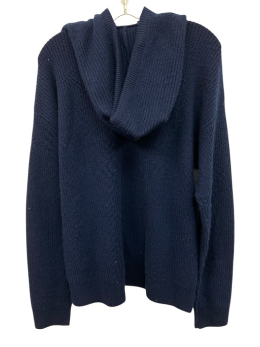 Kaspia Size M Navy Blue Merino Wool Ribbed Hoodie Men's Sweater Navy Blue / M