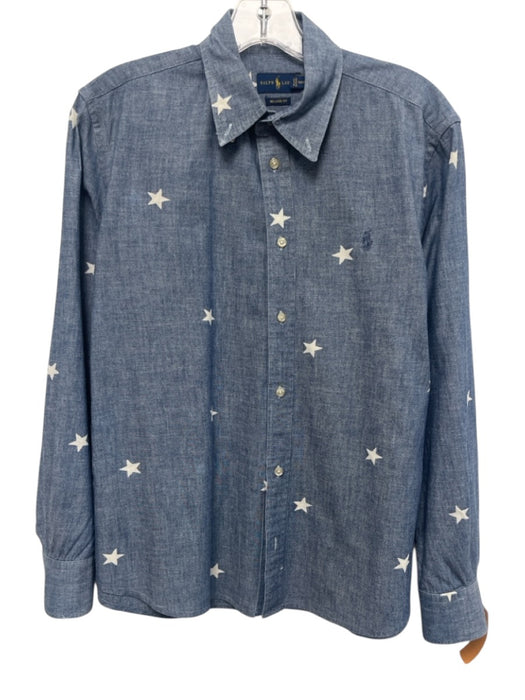 Ralph Lauren Size M Blue & White Cotton Stars Button Down Long Sleeve Shirt Blue & White / M